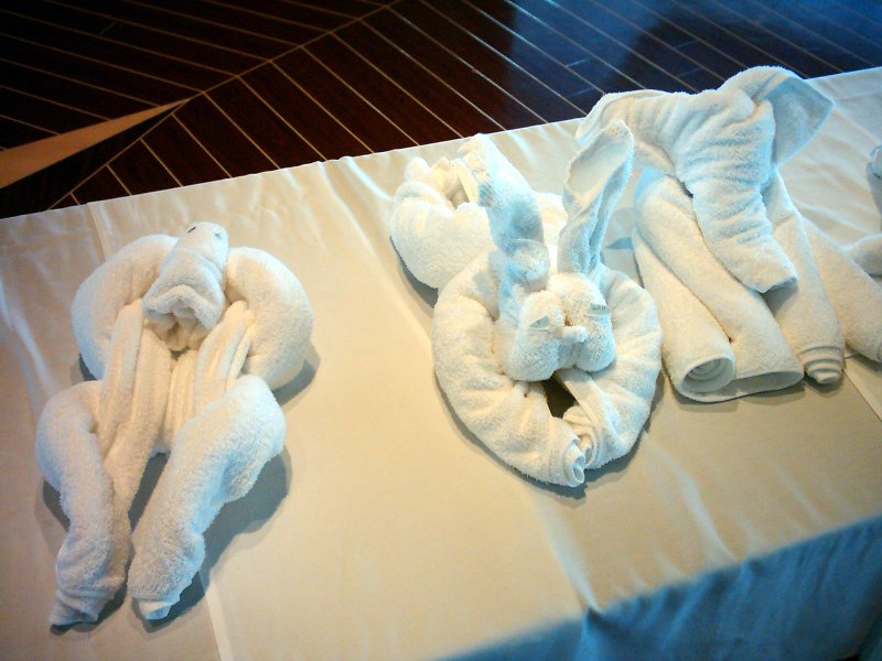 British Columbia Norwegian Pearl Towel Folding Monkey, Rabbit, Elephant