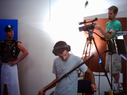 The guys working on the other side of the blue screen